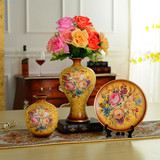 新品欧式陶瓷花瓶三件套奢华家居客厅摆件结婚礼物插花花器装饰品