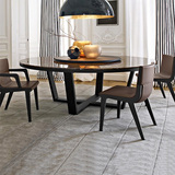 北欧现代高档餐桌大理石全实木餐桌椅组合简约6人带转盘圆桌