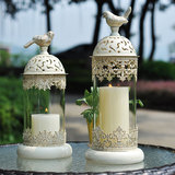 烛台复古铁艺玻璃摩洛哥蜡烛台烛灯美式婚庆道具摆件客厅新房装饰