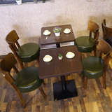 小吃甜品奶茶店复古咖啡馆西餐厅实木桌椅沙发组合餐桌椅批发定制
