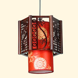 古典中式时尚简约羊皮吊灯 现代简约客厅书房餐吊灯六角木艺灯具