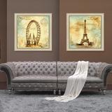 欧式客厅装饰画艾菲尔巴黎铁塔挂画现代简约黑白框沙发背景墙壁画