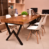 家用多功能长方形餐桌实木铁艺复古美式简约现代松木大小桌子定制