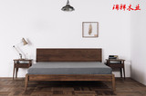 纯全实木双人床 高背床 北美白橡木胡桃木双人床 平板床卧室家具