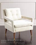 美式实木沙发椅欧式古典单人椅法式现代拉扣阳台椅咖啡厅椅样板房