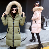 2016冬季新款韩版学生女大毛领中长款棉衣修身大码加厚棉服外套潮