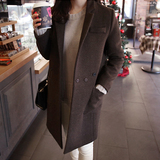 2016秋冬季韩国新款中长款羊毛呢子大衣女长袖双面修身显瘦外套潮