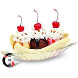 创意玻璃香蕉船雪糕杯冰淇淋杯造型杯盘盘款碟小吃八角形加厚小菜