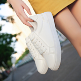 韩版春夏季小白鞋女厚底板鞋运动休闲鞋系带学生鞋女鞋子平底单鞋
