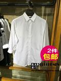 B1CB62502 太平鸟男装2016夏装新款 修身印花七分袖衬衫 *428