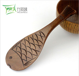 zakka日式创意鱼形饭勺盛饭铲天然原木出口外贸不粘锅用木质餐具