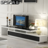 现代简约客厅可伸缩电视柜茶几组合家具烤漆白色钢化玻璃环保材质