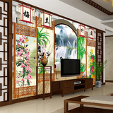 新中式无缝大型壁画 古典花鸟3d立体墙纸 客厅卧室电视背景墙壁纸