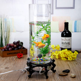 创意鱼缸玻璃鱼缸圆形充氧水培花瓶小型桌面风水金鱼缸包邮