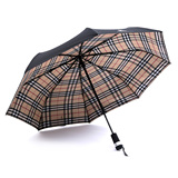 超大双层 格子风全自动折叠 防紫外线晴雨伞创意灯光 英伦商务