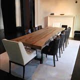 实木板式复古铁艺简易长条会议桌简约现代家具办公桌电脑桌老板桌