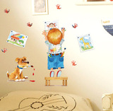 涂鸦男孩儿童卡通贴画墙贴卧室房间装饰床头背景墙上墙面墙壁贴纸
