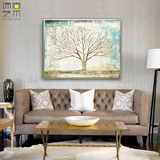 现代美式客厅大幅装饰画欧式生命之树油画北欧卧室餐厅样板房挂画