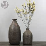 原素陶艺日式插花花瓶  手工粗陶花器古朴简约 花插花瓶摆件