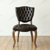美式简约复古实木餐椅 法式新古典书椅休闲椅 后现代欧式布艺餐椅