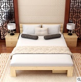 实木床松木床现代简约 中式儿童成人实木床1.2 1.5 1.8米单双人床
