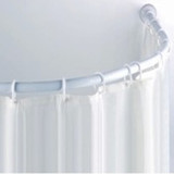 90X90cmL型浴帘轨全白色烤漆铝合金弧形浴帘杆撑杆浴室角特价易装