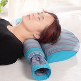 粗布颈椎枕 荞麦壳枕头 修复护颈椎枕头 成人保健枕全荞麦皮枕芯