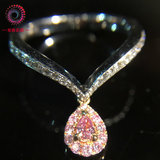 聚琳珠宝-V型灵动粉钻戒指皇冠粉钻石戒指 水滴粉钻围钻戒指