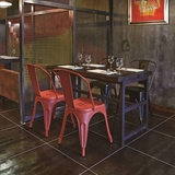 铁艺餐桌椅欧式复古做旧工业风铁皮椅子西餐厅咖啡厅酒吧金属椅子