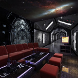 3d立体科幻隧道墙纸壁画咖啡店餐厅酒吧ktv宇宙太空工业风壁纸