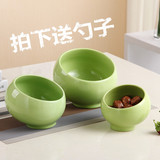 陶瓷火锅酱料碗斜口彩色韩式水果沙拉自助餐具调味碗球形盅调料碗