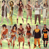 万圣节cosplay服装成人男女印第安服饰 野人服装 土著人演出服