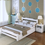 实木床双人床1.8米松木经济型1.5大床1.2白色简约现代单人床特价