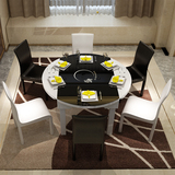 现代简约折叠餐桌椅组合伸缩实木圆方形小户型电磁炉餐桌家具组合