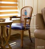 美式复古实木餐椅 餐桌椅 扶手椅 欧式个性餐厅咖啡椅子洽谈椅子