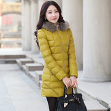 2015秋冬装新款女装韩版修身显瘦PU皮羽绒棉衣大码中长款棉服外套