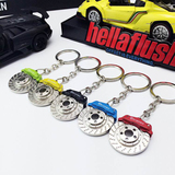 hellaflush改装汽车金属钥匙扣电镀刹车盘钥匙扣配合轮毂挂件挂饰