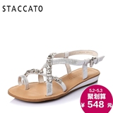 STACCATO/思加图夏季专柜同款罗马风水晶平底凉鞋细带R9Q08BL5