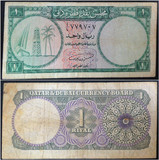【阳光邮泉社】亚洲外国纸币 卡塔尔 1960 1元