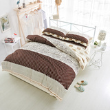 简约全棉卡通四件套纯棉被套夹棉床笠4件套1.5m1.8米韩式床上用品