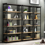 宜家书架置物架简易客厅创意隔板简约钢木书架组合展示架书柜特价