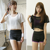 韩国夏季运动服套装女速干健身服休闲性感瑜伽服夜跑跑步服三件套
