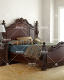 欧式新古典雕花床 美式复古实木软包床 法式奢华公主床双人床