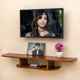 简欧客厅卧室电视背景墙架壁挂电视柜机顶盒架墙上置物架隔板实木