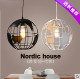 北欧创意艺术地球仪圆形单头吊灯 现代简约办公吧台餐厅铁艺灯具
