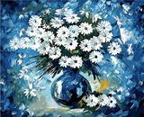diy数字油画客厅卧室风景植物花卉大幅手绘装饰画特价蓝调雏菊