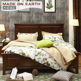 现货 环球制造 现货美式1.8米双人床全实木整版床白蜡木黑胡桃色