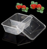 650ML一次性透明餐盒分格方形打包盒 两格塑料外卖盒饭盒带盖批发