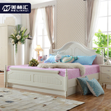 韩式田园床高箱双人床象牙白欧式公主床1.5米1.8米实木儿童床1.2