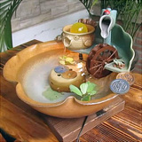 台湾名师 水车风水轮 流水喷泉摆件 招财聚宝盆 客厅摆设 陶瓷